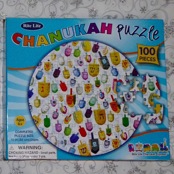 CHANUKAH PUZZLE DREIDELS HANUKKAH RITE LITE FUN GAME FAMILY 100 PC ROUND - Picture 1 of 3